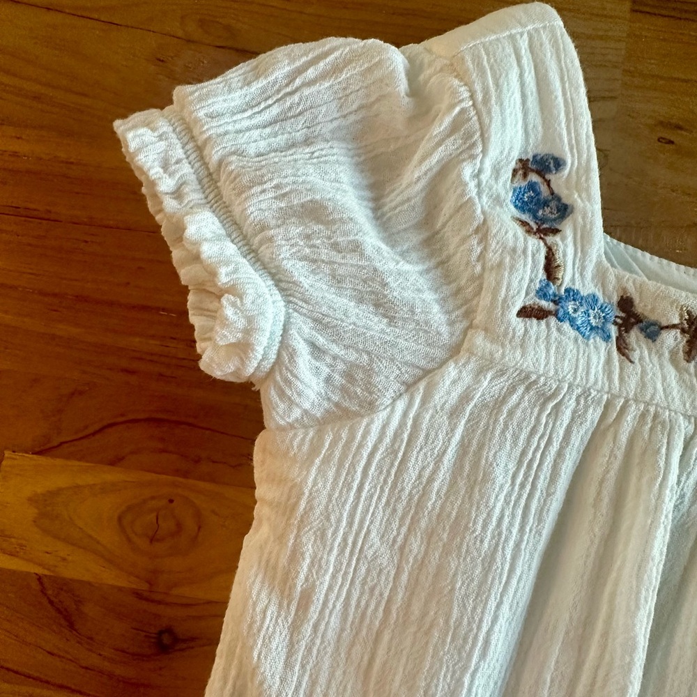 Janie and Jack Embroidered Floral Puff Sleeve Top - Picture 4 of 8